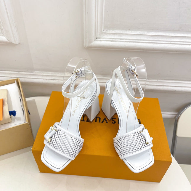 LV WOMEN HIGH SANDAL IN WHITE CALFSKIN