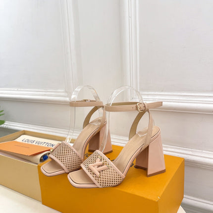 LV WOMEN HIGH SANDAL IN BEIGE CREAM CALFSKIN