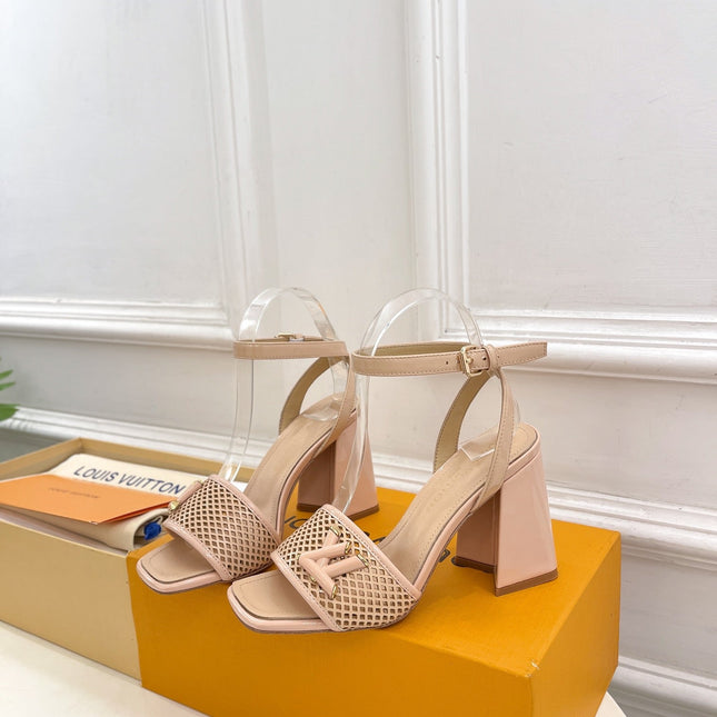 LV WOMEN HIGH SANDAL IN BEIGE CREAM CALFSKIN