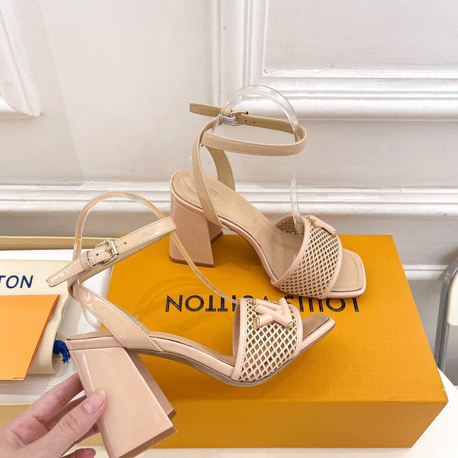 LV WOMEN HIGH SANDAL IN BEIGE CREAM CALFSKIN