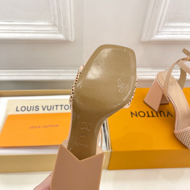 LV WOMEN HIGH SANDAL IN BEIGE CREAM CALFSKIN