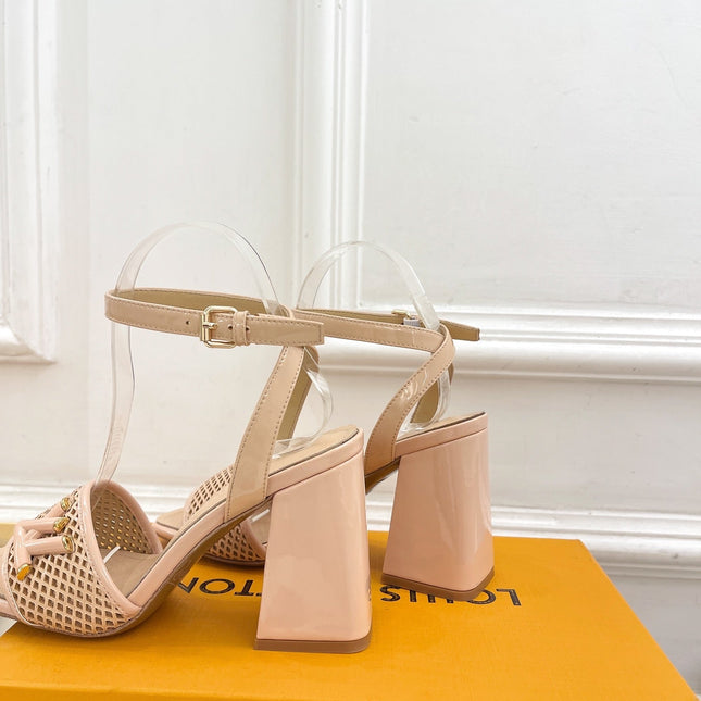 LV WOMEN HIGH SANDAL IN BEIGE CREAM CALFSKIN