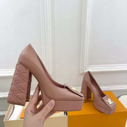 SHAKE MARY JANE HIGH HEEL 12 CM IN CREPE PINK CALFSKIN