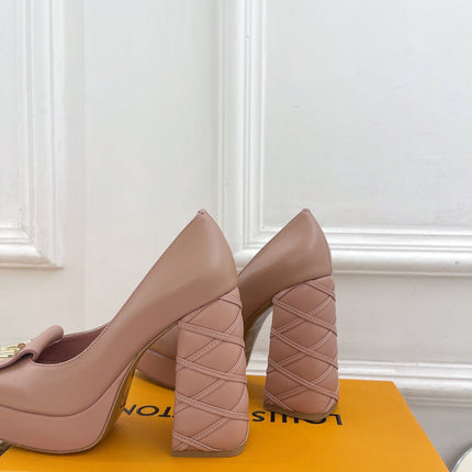 SHAKE MARY JANE HIGH HEEL 12 CM IN CREPE PINK CALFSKIN