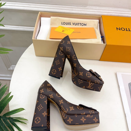 SHAKE MARY JANE HIGH HEEL 12 CM IN CHOCOLATE BROWN MONOGRAM CALFSKIN