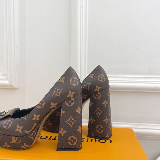 SHAKE MARY JANE HIGH HEEL 12 CM IN CHOCOLATE BROWN MONOGRAM CALFSKIN