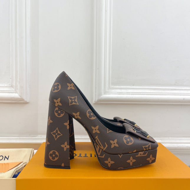 SHAKE MARY JANE HIGH HEEL 12 CM IN CHOCOLATE BROWN MONOGRAM CALFSKIN