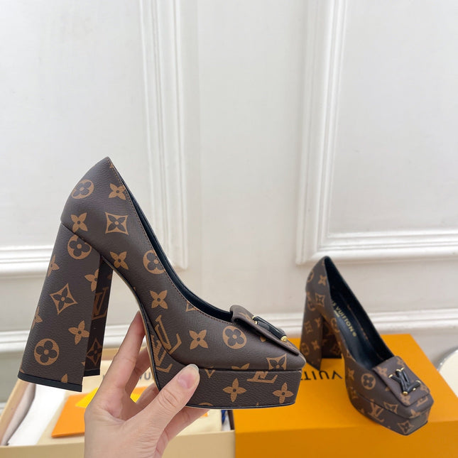 SHAKE MARY JANE HIGH HEEL 12 CM IN CHOCOLATE BROWN MONOGRAM CALFSKIN