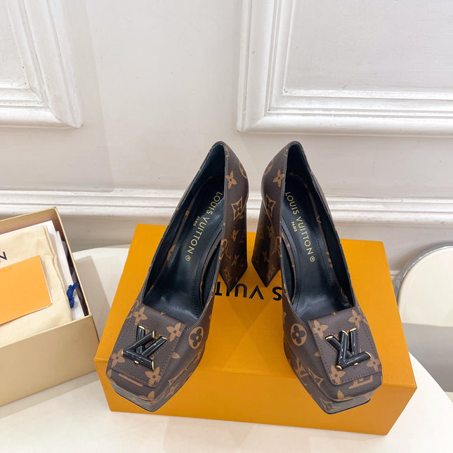 SHAKE MARY JANE HIGH HEEL 12 CM IN CHOCOLATE BROWN MONOGRAM CALFSKIN