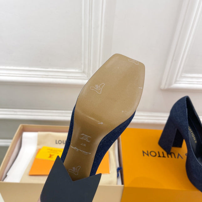 SHAKE MARY JANE HIGH HEEL 12 CM IN CLASSIC BLUE DENIM FABRIC
