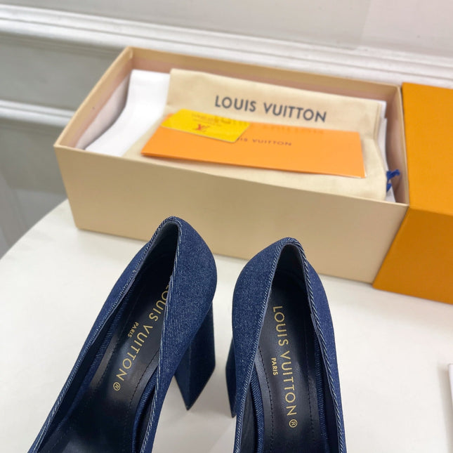 SHAKE MARY JANE HIGH HEEL 12 CM IN CLASSIC BLUE DENIM FABRIC