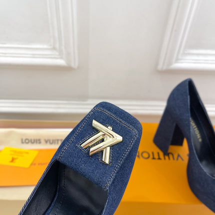 SHAKE MARY JANE HIGH HEEL 12 CM IN CLASSIC BLUE DENIM FABRIC