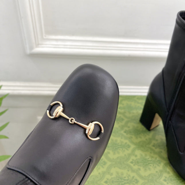 HORSEBIT ANKLE BOOTS 9.5CM IN BLACK SHEEPSKIN