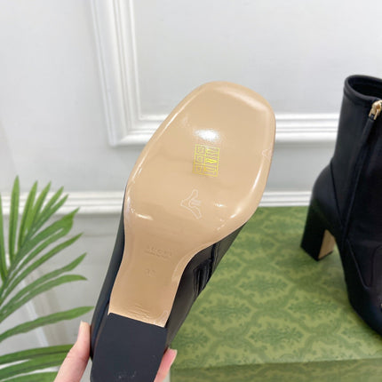 HORSEBIT ANKLE BOOTS 9.5CM IN BLACK SHEEPSKIN