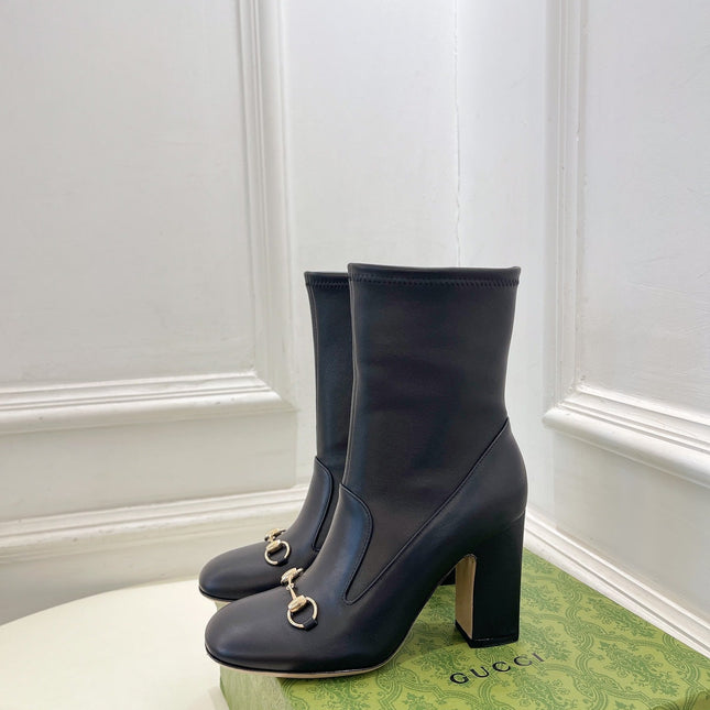 HORSEBIT ANKLE BOOTS 9.5CM IN BLACK SHEEPSKIN