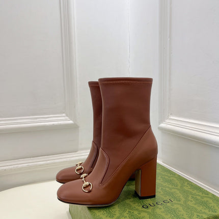 HORSEBIT ANKLE BOOTS 9.5CM IN CINNAMON BROWN SHEEPSKIN