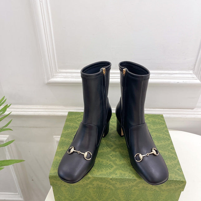 HORSEBIT ANKLE BOOTS 6.5CM IN BLACK SHEEPSKIN