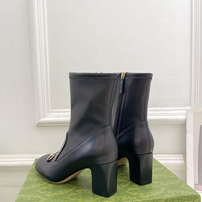 HORSEBIT ANKLE BOOTS 6.5CM IN BLACK SHEEPSKIN