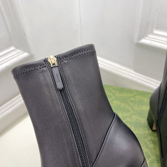 HORSEBIT ANKLE BOOTS 6.5CM IN BLACK SHEEPSKIN