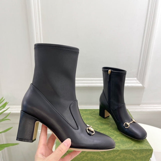 HORSEBIT ANKLE BOOTS 6.5CM IN BLACK SHEEPSKIN