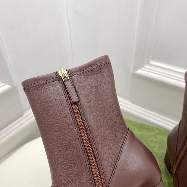 HORSEBIT ANKLE BOOTS 6.5CM IN WALNUT BROWN SHEEPSKIN