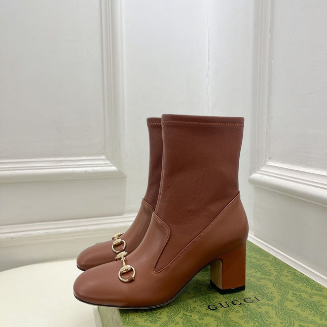 HORSEBIT ANKLE BOOTS 6.5CM IN CINNAMON BROWN SHEEPSKIN