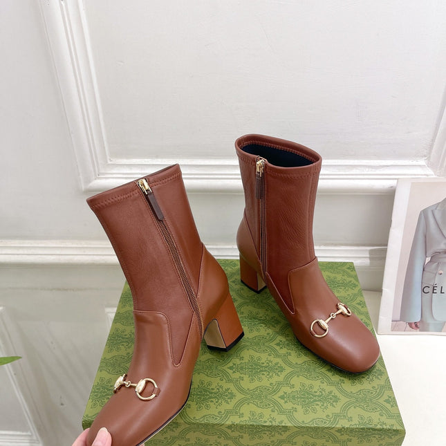HORSEBIT ANKLE BOOTS 6.5CM IN CINNAMON BROWN SHEEPSKIN