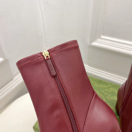 HORSEBIT ANKLE BOOTS 6.5CM IN BURGUNDY RED SHEEPSKIN
