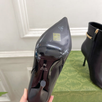 SIGNORIA SHORT BOOTS 10.5CM IN BLACK CALFSKIN