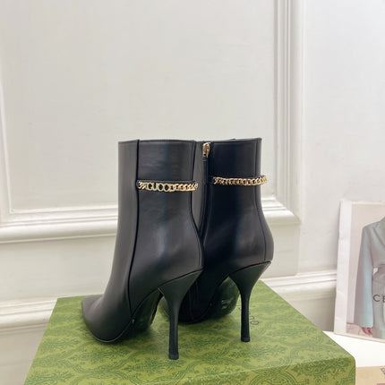 SIGNORIA SHORT BOOTS 10.5CM IN BLACK CALFSKIN