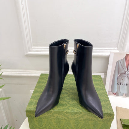 SIGNORIA SHORT BOOTS 10.5CM IN BLACK CALFSKIN