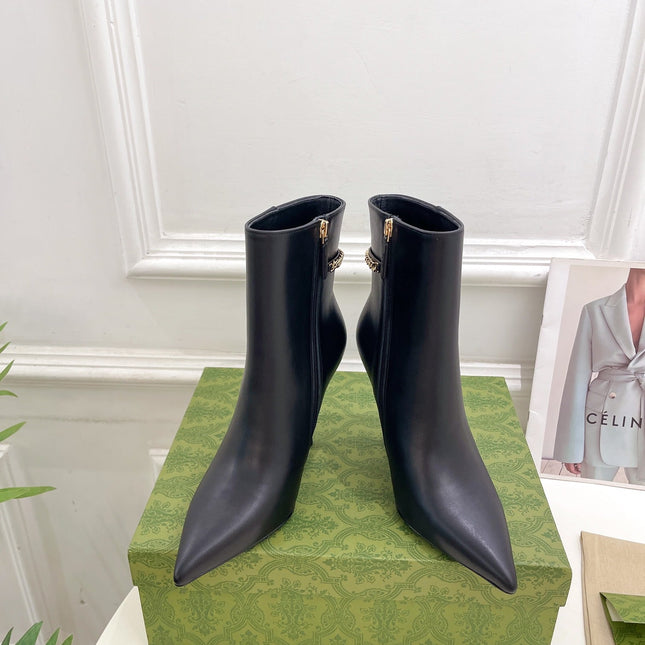 SIGNORIA SHORT BOOTS 10.5CM IN BLACK CALFSKIN