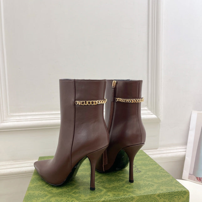 SIGNORIA SHORT BOOTS 10.5CM IN WALNUT BROWN CALFSKIN