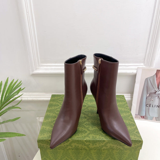 SIGNORIA SHORT BOOTS 10.5CM IN WALNUT BROWN CALFSKIN