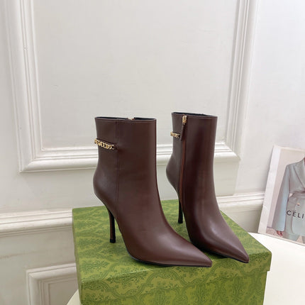 SIGNORIA SHORT BOOTS 10.5CM IN WALNUT BROWN CALFSKIN
