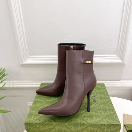 SIGNORIA SHORT BOOTS 10.5CM IN WALNUT BROWN CALFSKIN