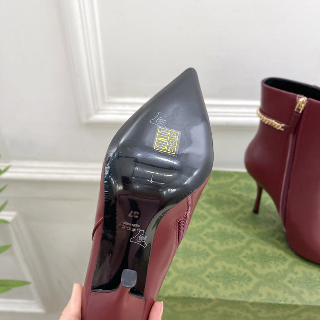 SIGNORIA SHORT BOOTS 10.5CM IN BURGUNDY RED CALFSKIN