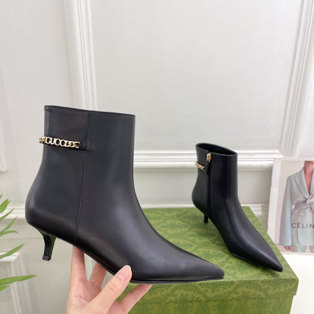 SIGNORIA SHORT BOOTS 4.5CM IN BLACK CALFSKIN