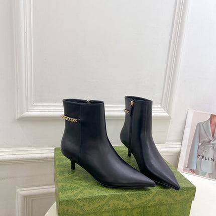 SIGNORIA SHORT BOOTS 4.5CM IN BLACK CALFSKIN