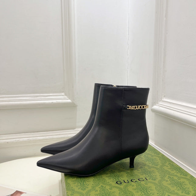 SIGNORIA SHORT BOOTS 4.5CM IN BLACK CALFSKIN