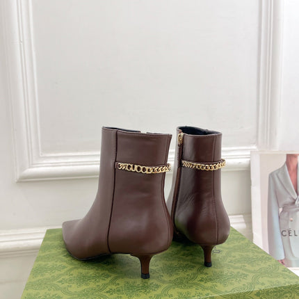 SIGNORIA SHORT BOOTS 4.5CM IN WALNUT BROWN CALFSKIN