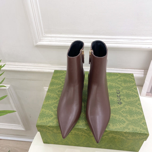 SIGNORIA SHORT BOOTS 4.5CM IN WALNUT BROWN CALFSKIN