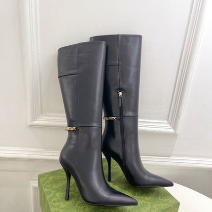 SIGNORIA KNEE BOOTS 10.5CM IN BLACK CALFSKIN