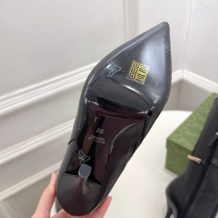 SIGNORIA KNEE BOOTS 10.5CM IN BLACK CALFSKIN