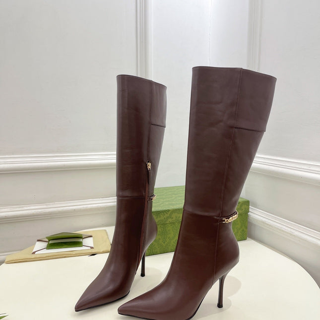 SIGNORIA KNEE BOOTS 4.5CM IN WALNUT BROWN CALFSKIN