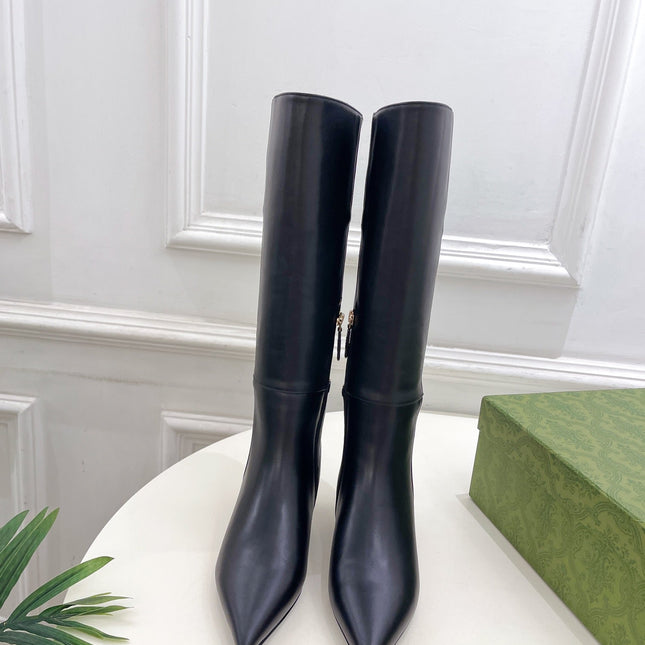 SIGNORIA KNEE BOOTS 4.5CM IN BLACK CALFSKIN