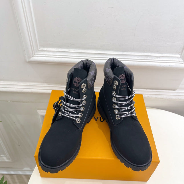 LV X TIMBERLAND MARTIN BOOT IN BLACK SUEDE