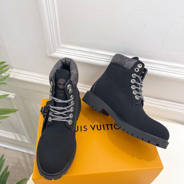 LV X TIMBERLAND MARTIN BOOT IN BLACK SUEDE