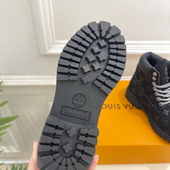 LV X TIMBERLAND MARTIN BOOT IN BLACK MONOGRAM SUEDE