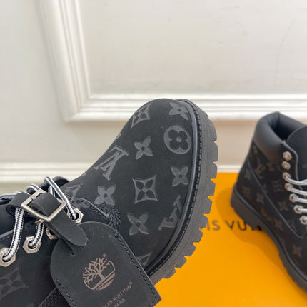LV X TIMBERLAND MARTIN BOOT IN BLACK MONOGRAM SUEDE